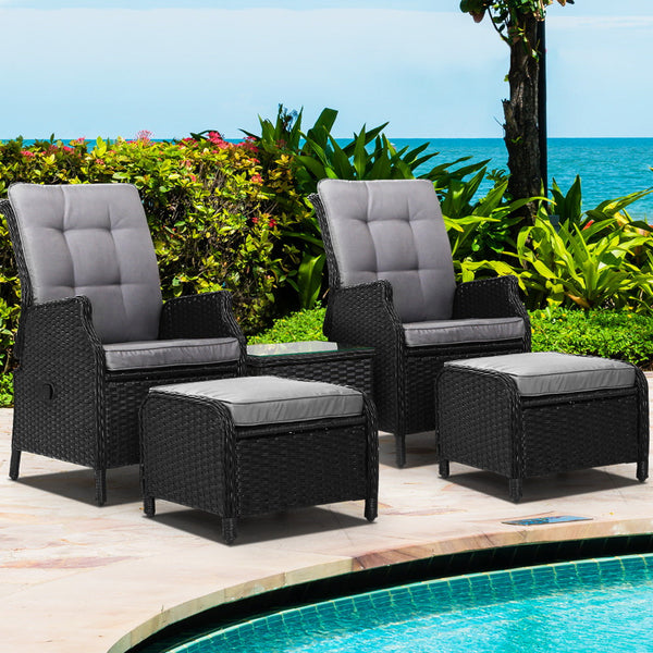 Patio Chairs Gardeon Recliner Chairs Sun Lounge Setting Outdoor Furniture Patio Garden Wicker