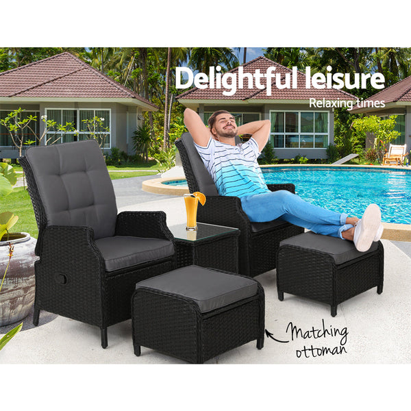 Patio Chairs Gardeon Recliner Chairs Sun Lounge Setting Outdoor Furniture Patio Garden Wicker