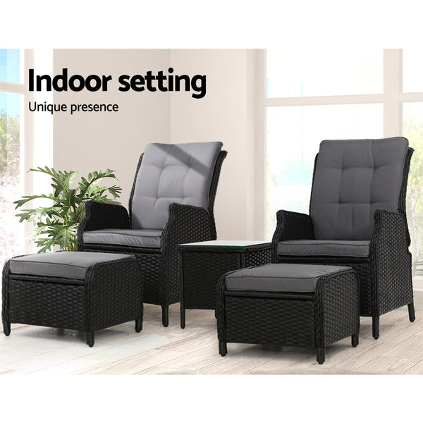 Patio Chairs Gardeon Recliner Chairs Sun Lounge Setting Outdoor Furniture Patio Garden Wicker