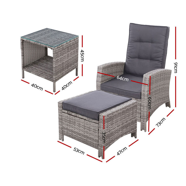 Patio Furniture Sets Gardeon Outdoor Setting Recliner Chair Table Wicker Lounge Patio Furniture