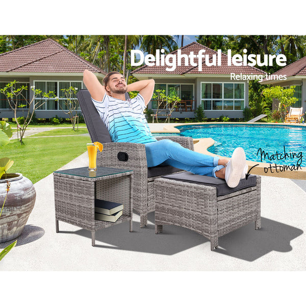 Patio Furniture Sets Gardeon Outdoor Setting Recliner Chair Table Wicker Lounge Patio Furniture