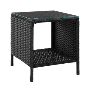 Patio & Garden Tables Gardeon Side Table Coffee Patio Outdoor Furniture Rattan Desk Indoor Garden Black