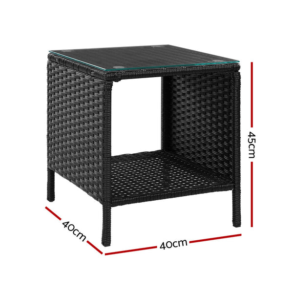 Patio & Garden Tables Gardeon Side Table Coffee Patio Outdoor Furniture Rattan Desk Indoor Garden Black