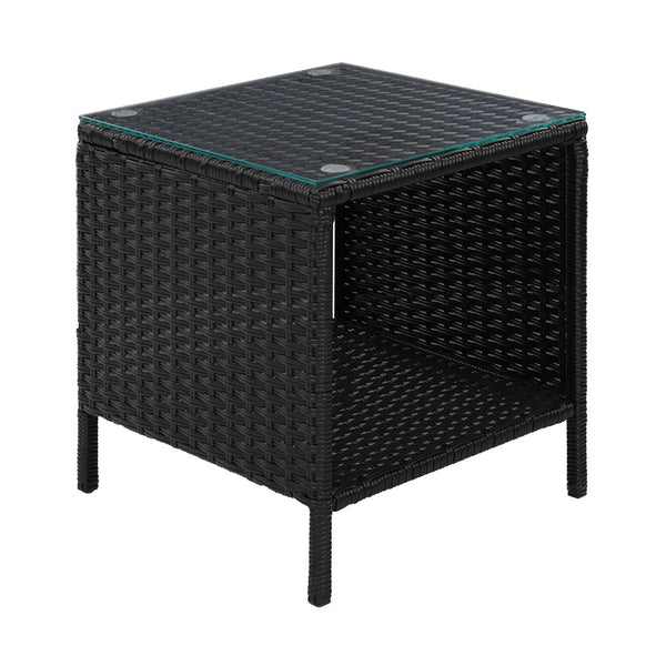 Patio & Garden Tables Gardeon Side Table Coffee Patio Outdoor Furniture Rattan Desk Indoor Garden Black