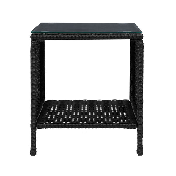 Patio & Garden Tables Gardeon Side Table Coffee Patio Outdoor Furniture Rattan Desk Indoor Garden Black