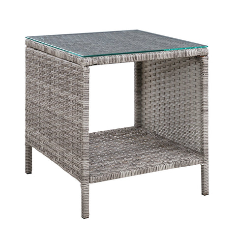 Patio & Garden Tables Gardeon Side Table Coffee Patio Outdoor Furniture Rattan Desk Indoor Garden Grey