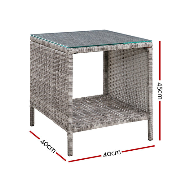 Patio & Garden Tables Gardeon Side Table Coffee Patio Outdoor Furniture Rattan Desk Indoor Garden Grey