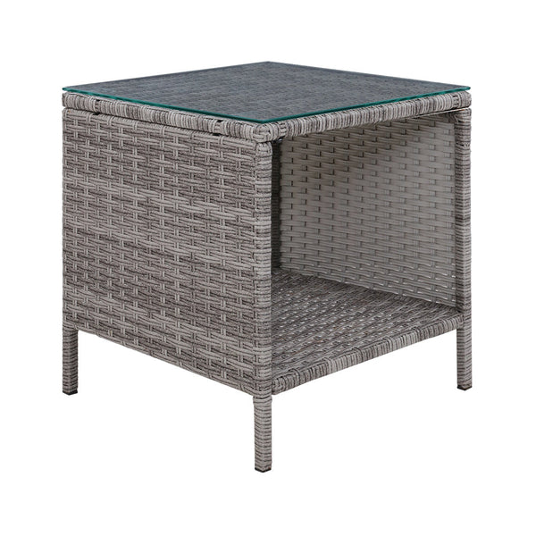 Patio & Garden Tables Gardeon Side Table Coffee Patio Outdoor Furniture Rattan Desk Indoor Garden Grey