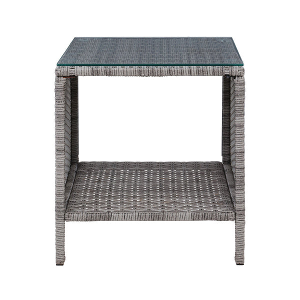 Patio & Garden Tables Gardeon Side Table Coffee Patio Outdoor Furniture Rattan Desk Indoor Garden Grey