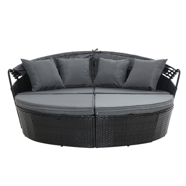 Patio Chairs Gardeon Outdoor Lounge Setting Patio Furniture Sofa Wicker Garden Rattan Day Bed Black