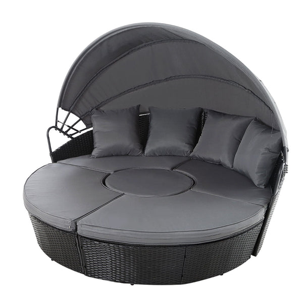 Patio Chairs Gardeon Outdoor Lounge Setting Sofa Patio Furniture Wicker Garden Rattan Day Bed Black