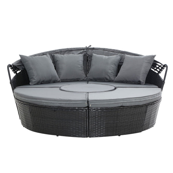 Patio Chairs Gardeon Outdoor Lounge Setting Sofa Patio Furniture Wicker Garden Rattan Day Bed Black