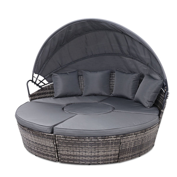 Patio Chairs Gardeon Outdoor Lounge Setting Sofa Patio Furniture Wicker Garden Rattan Day Bed Grey