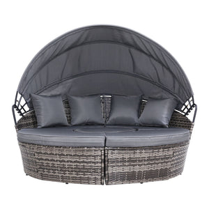 Patio Chairs Gardeon Outdoor Lounge Setting Sofa Patio Furniture Wicker Garden Rattan Day Bed Grey