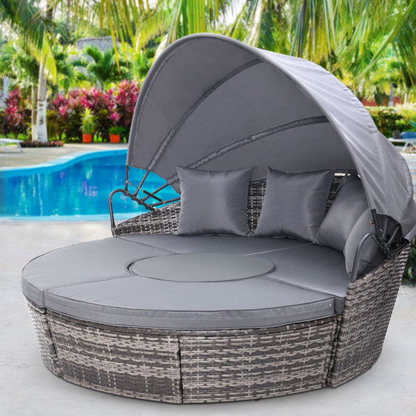 Patio Chairs Gardeon Outdoor Lounge Setting Sofa Patio Furniture Wicker Garden Rattan Day Bed Grey