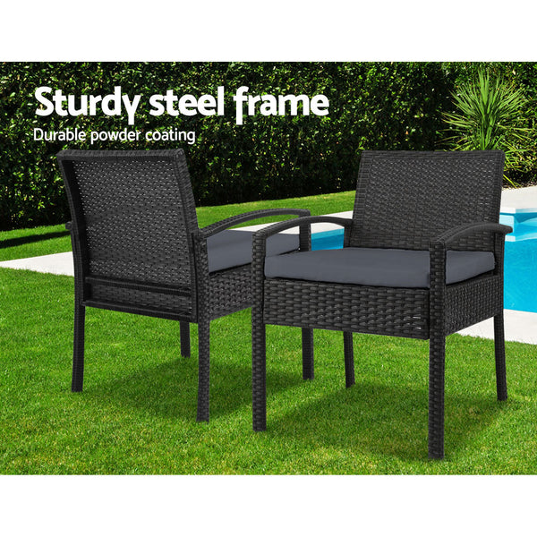 Patio Furniture Sets Gardeon 3 Piece Outdoor Set Black