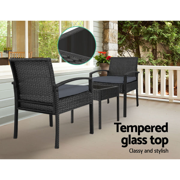 Patio Furniture Sets Gardeon 3 Piece Outdoor Set Black