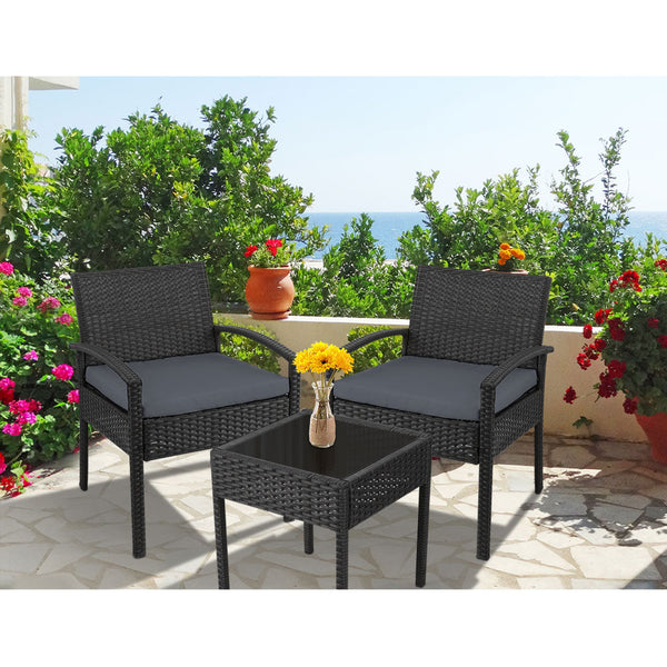 Patio Furniture Sets Gardeon 3 Piece Outdoor Set Black