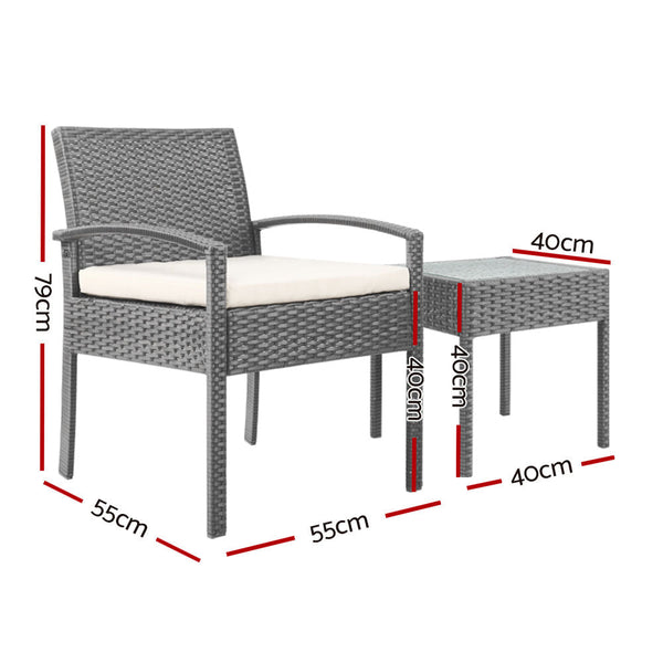 Patio Furniture Sets Gardeon 3 Piece Outdoor Set Grey