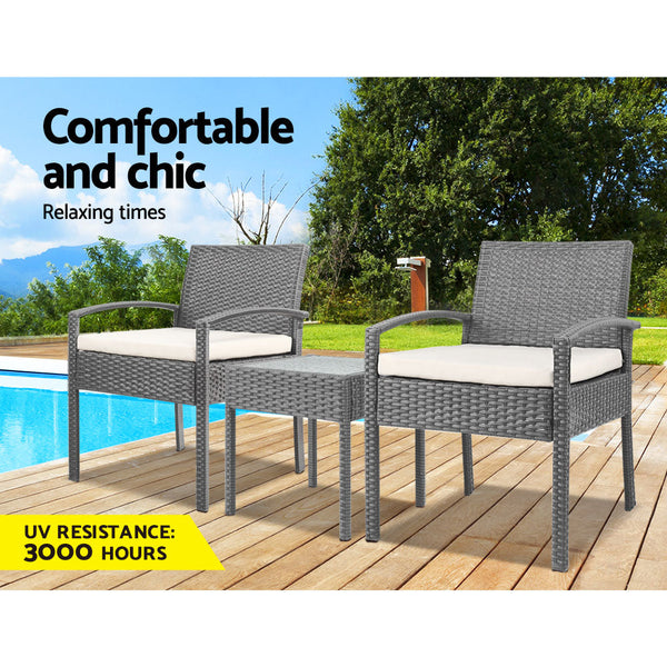 Patio Furniture Sets Gardeon 3 Piece Outdoor Set Grey