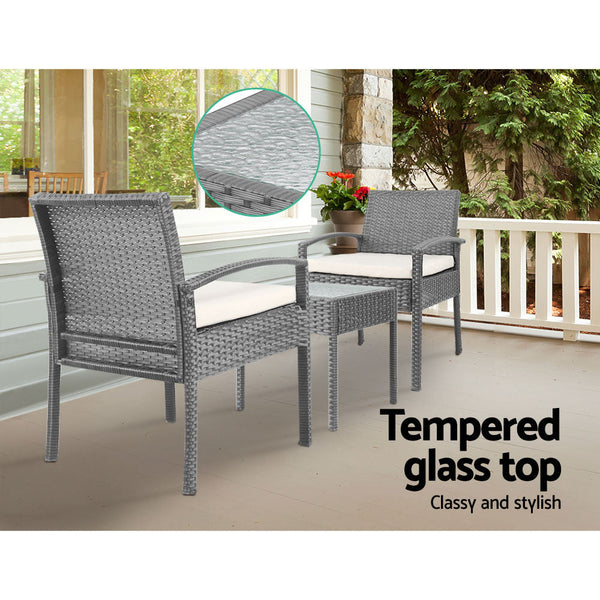 Patio Furniture Sets Gardeon 3 Piece Outdoor Set Grey