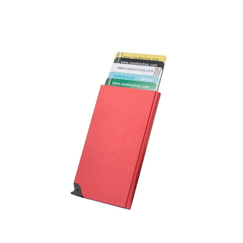 ID & Document Holders Anti Theft Id Credit Card Holder Thin Aluminum Metal Portable Case Storage Red