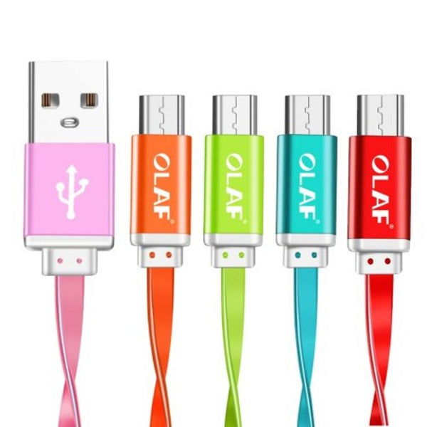 2A Micro Usb Cable Fast Charging Flat Date Quick Line For Samsung S8 S9 Huawei P20 Xiaomi Red