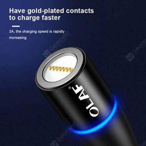 3A Type C Magnetic Quick Charger Fast Charging Cable For Mobile Phones Black 100Cm