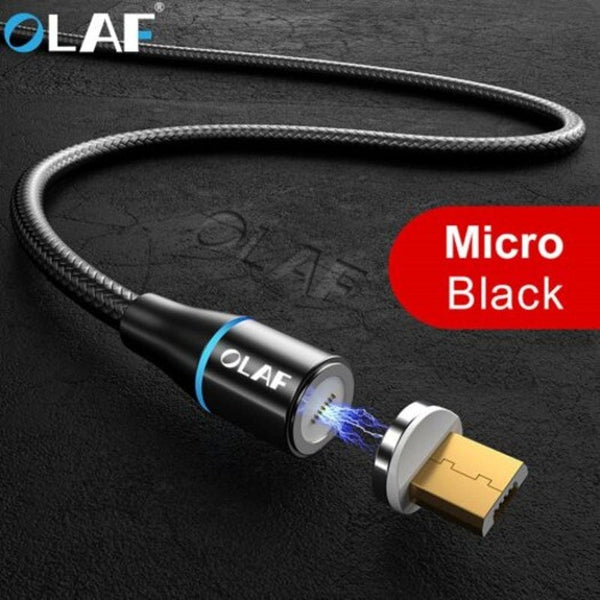 3Amicro Usb Magnetic Fast Charging Cable For Samsung Xiaomi Huawei Black 100Cm