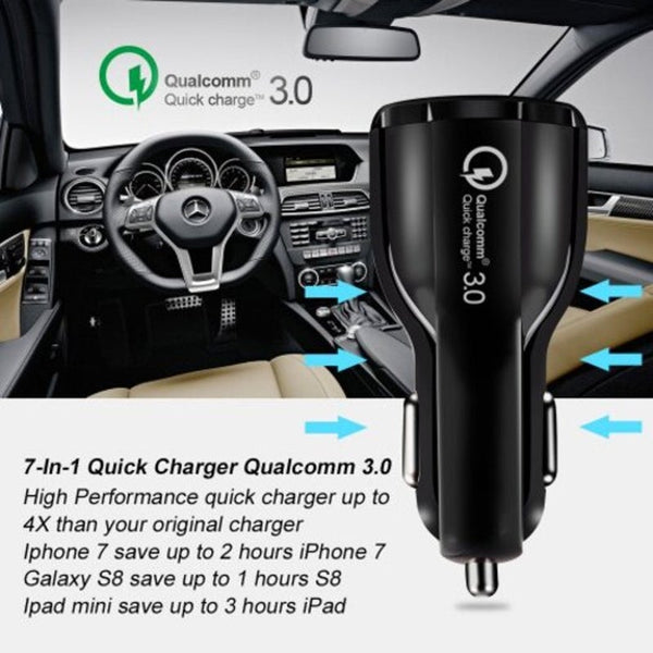 Car Usb Charger Quick 3.0 2.0 Mobile Phone Port Fast White