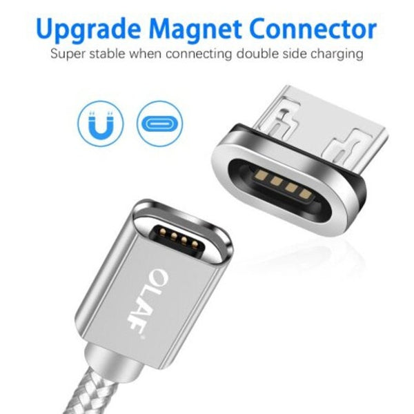 Led Usb Magnetic Cable For Iphone Micro Type Fastcharging Samsung S9 Xiaomi 1M Black