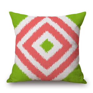 Cushions & Decorative Pillows Orange Red White Green Cotton Linen Pillow Cover