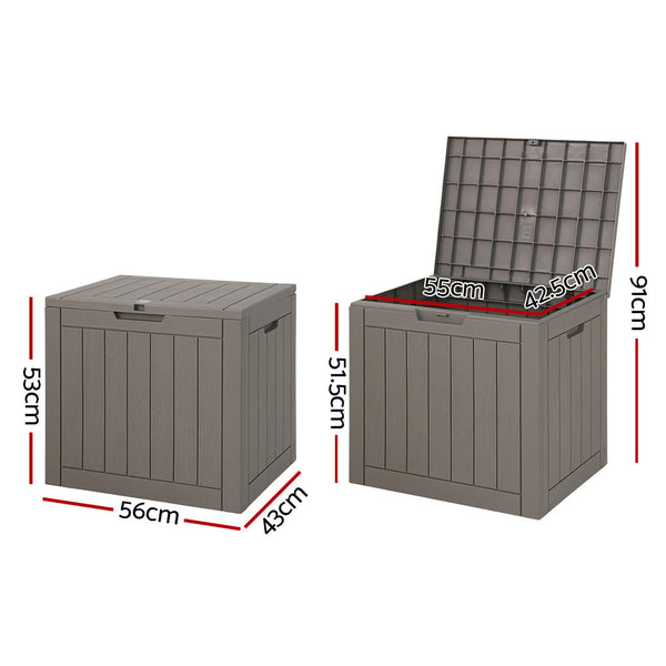 Storage Deck Boxes Gardeon Outdoor Storage Box 118L Container Lockable Indoor Garden Toy Tool Shed Grey