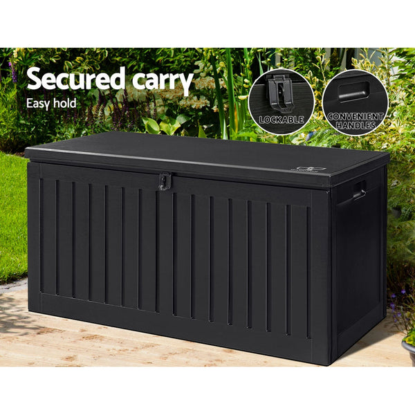 Storage Deck Boxes Gardeon Outdoor Storage Box Container Garden Toy Indoor Tool Chest Sheds 270L Black