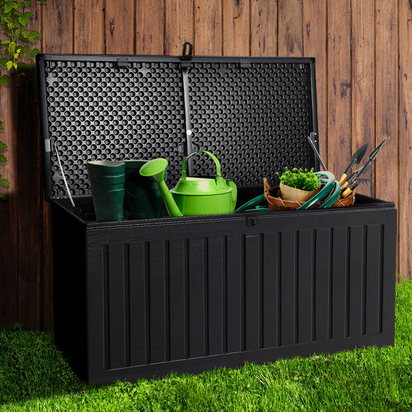 Storage Deck Boxes Gardeon Outdoor Storage Box Container Garden Toy Indoor Tool Chest Sheds 270L Black