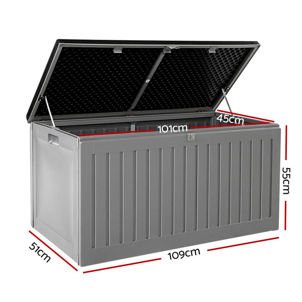 Storage Deck Boxes Gardeon Outdoor Storage Box Container Garden Toy Indoor Tool Chest Sheds 270L Dark Grey