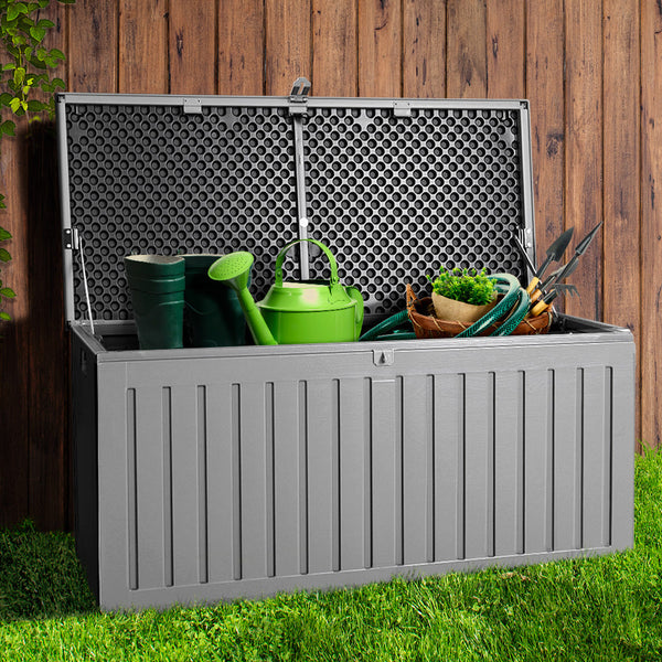 Storage Deck Boxes Gardeon Outdoor Storage Box Container Garden Toy Indoor Tool Chest Sheds 270L Dark Grey