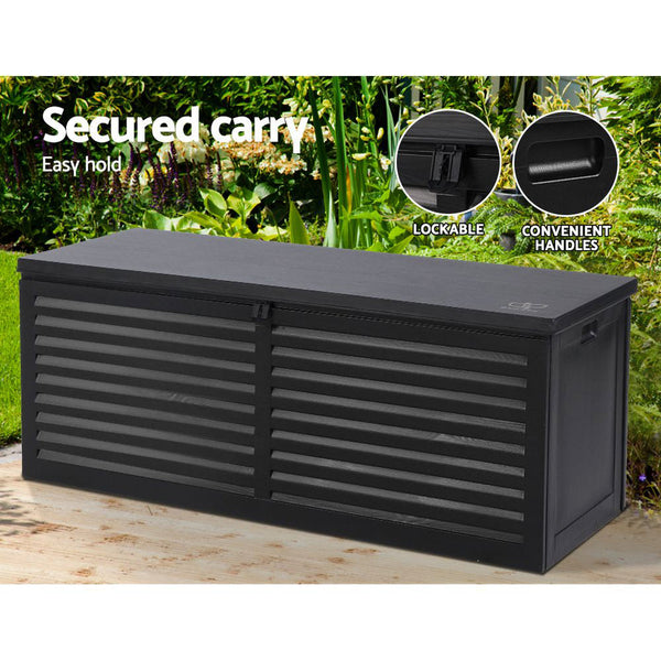 Storage Deck Boxes Gardeon Outdoor Storage Box 390L Container Lockable Toy Tools Shed Deck Garden