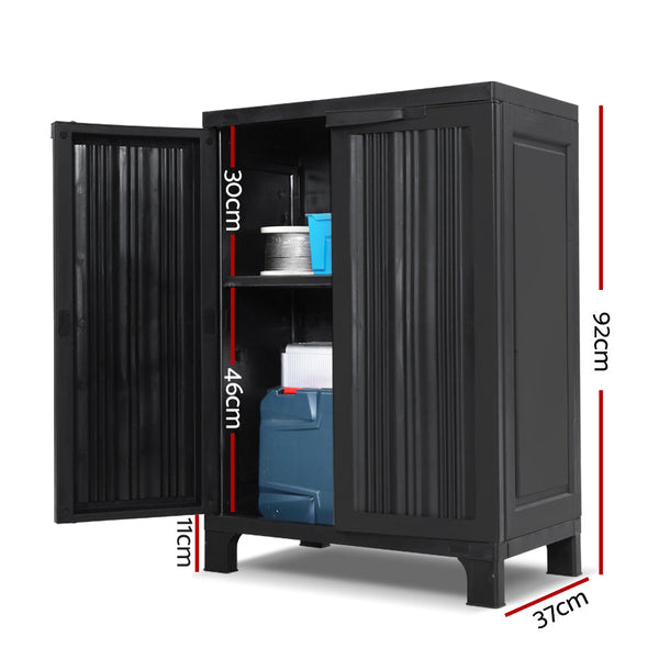 Cabinets & Cupboards Gardeon Outdoor Storage Cabinet Cupboard Lockable Garden Sheds Adjustable Black