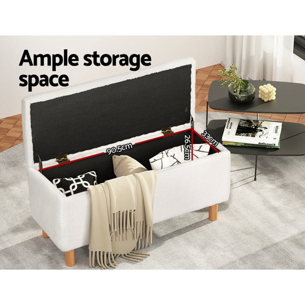 Toner Cartridges Artiss Storage Ottoman Blanket Box Teddy Fabric Chest Toy Foot Stool Couch White