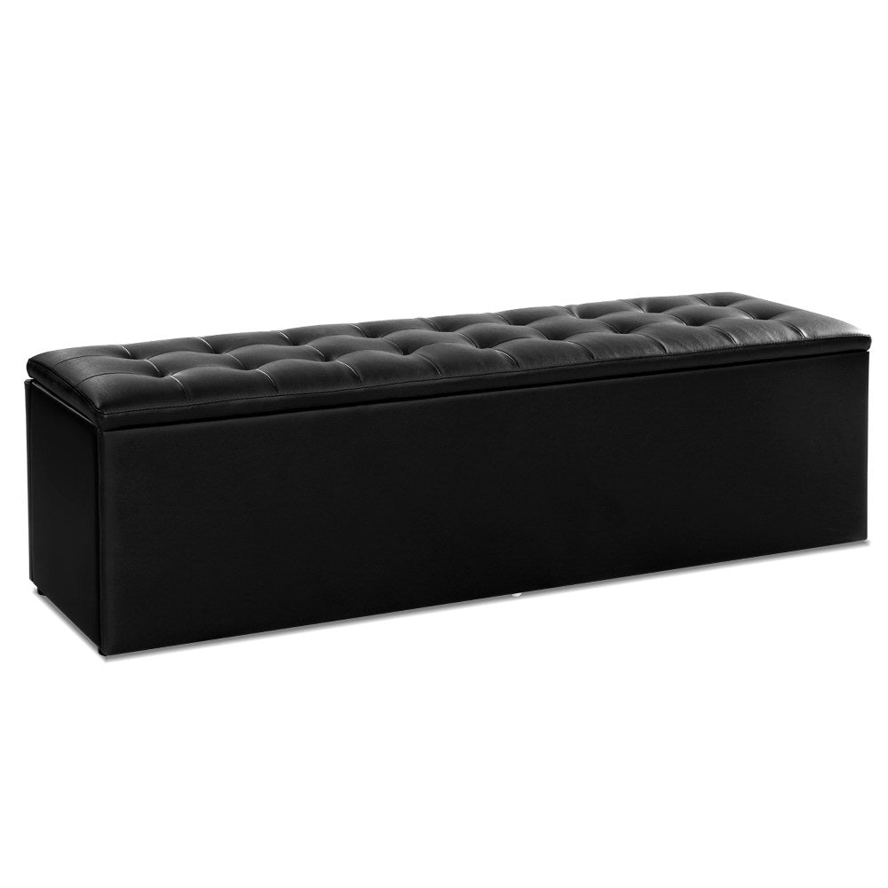 Ottomans, Footstools & Poufs Artiss Storage Ottoman Blanket Box Black Large Leather Rest Chest Toy Foot Stool