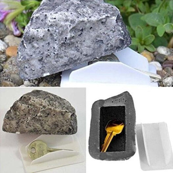 Outdoor Garden Key Rock Hide Stone Box Safe Storage Hiding Gray