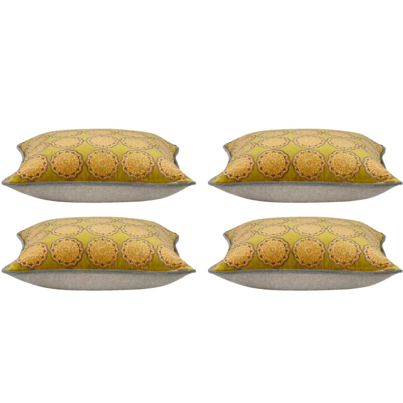 Cushion Covers Pack Of 4 Duffy Mustard And Grey Square