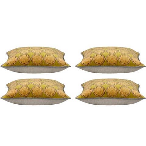 Cushion Covers Pack Of 4 Duffy Mustard And Grey Square