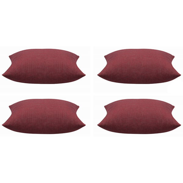 Cushion Covers Pack Of 4 Elements Deep Red Solid Base Colour Square