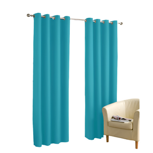 Curtains & Drapes Pair Of Blockout Plain Eyelet Curtains Blue