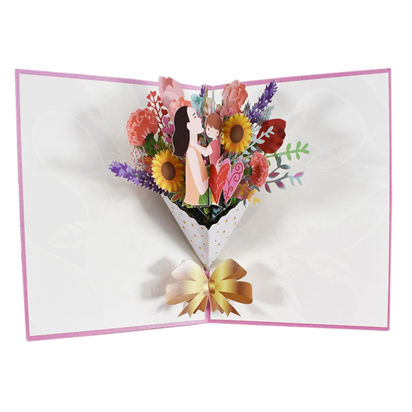 Greeting Cards & Invitations Paper Flower Happy Mothers Day Pop Up Card 3D Cut Out Word Greeting