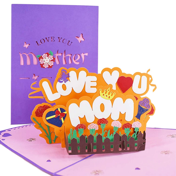 Greeting Cards & Invitations Paper Flower Happy Mothers Day Pop Up Card 3D Cut Out Word Greeting