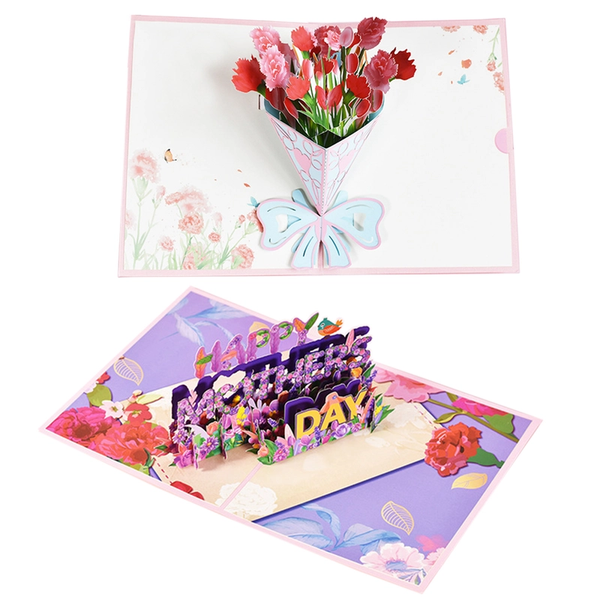 Greeting Cards & Invitations Paper Flower Happy Mothers Day Pop Up Card 3D Cut Out Word Greeting