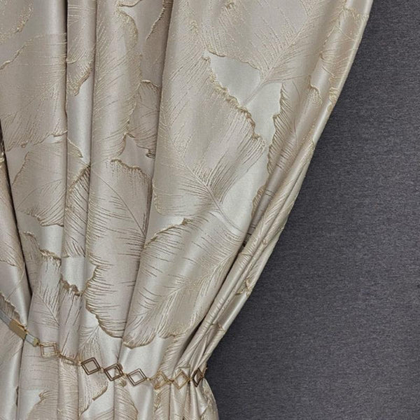 Curtains & Drapes Curtain Beige 500 Centimetre X 250 3D Leaves Luxury Blackout